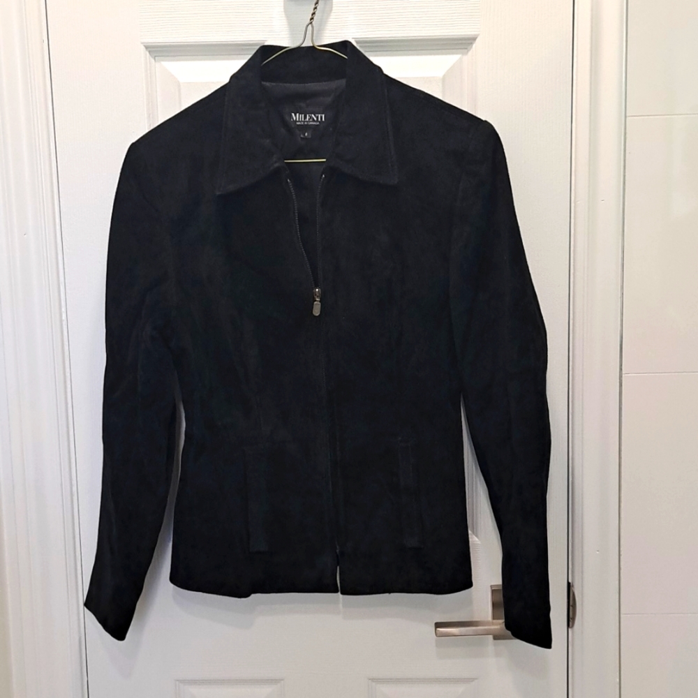 Fitted Suede black jacket  size 8